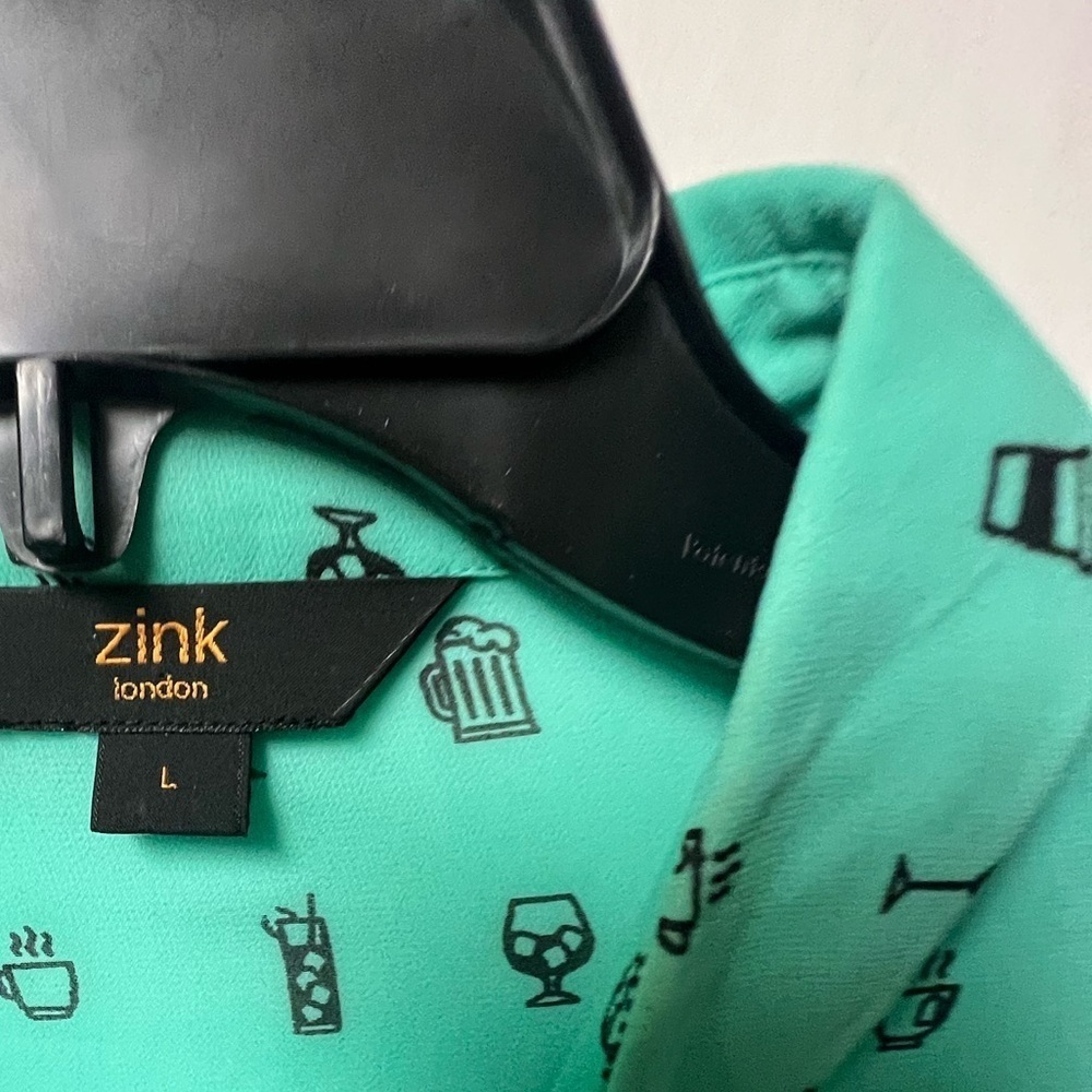 ZINK OF LONDON LONG SLEEVE SHEER LIKE FUN SHIRT MEDIUM TURQUOISE SIZE LARGE - Picture 12 of 13